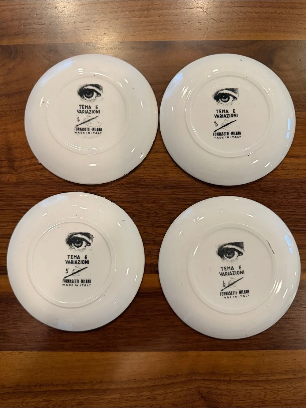 Fornasetti  Tema E Variazioni Black & White Face Coasters - Set of 7